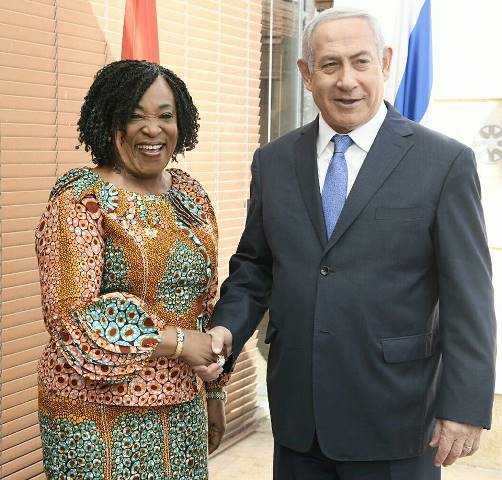 Min. of Foreign Affairs, Shirley Ayorkor Botchwey with Prime Minister Benjamin Netanyahu